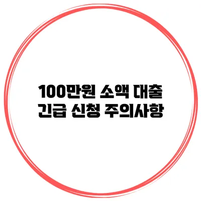 100만원 소액 대출 긴급 신청 주의사항