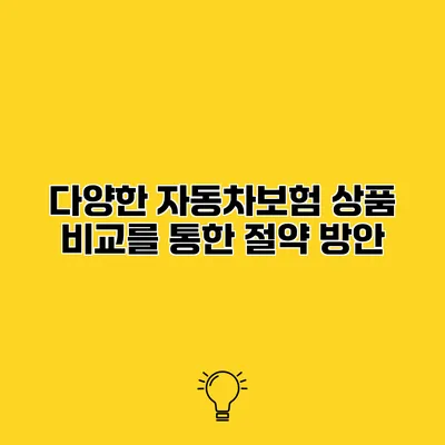 다양한 자동차보험 상품 비교를 통한 절약 방안