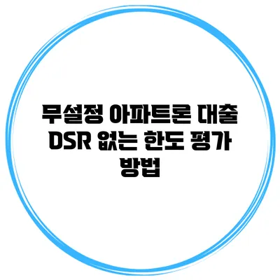 무설정 아파트론 대출 DSR 없는 한도 평가 방법