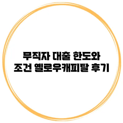 무직자 대출 한도와 조건 옐로우캐피탈 후기
