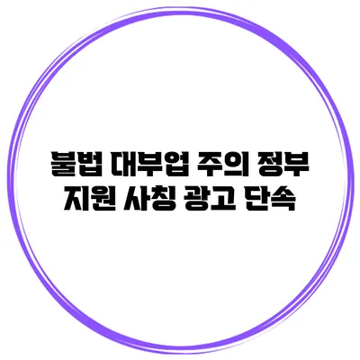 불법 대부업 주의 정부 지원 사칭 광고 단속