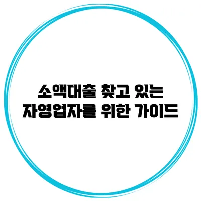 소액대출 찾고 있는 자영업자를 위한 가이드