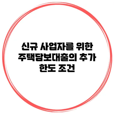 신규 사업자를 위한 주택담보대출의 추가 한도 조건