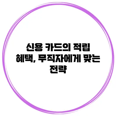 신용 카드의 적립 혜택, 무직자에게 맞는 전략