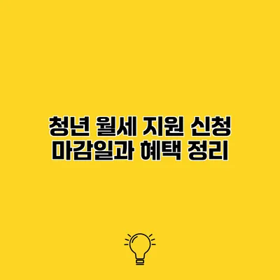 청년 월세 지원 신청 마감일과 혜택 정리