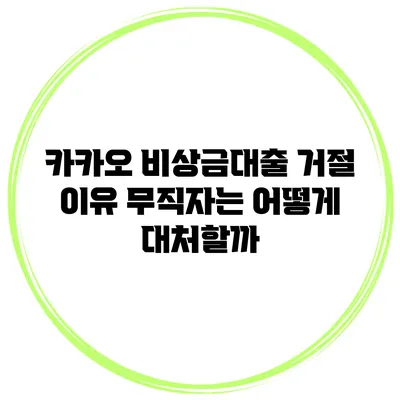 카카오 비상금대출 거절 이유 무직자는 어떻게 대처할까?