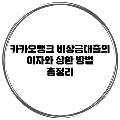 카카오뱅크 비상금대출의 이자와 상환 방법 총정리