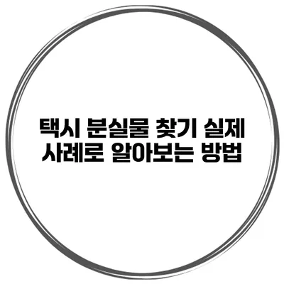 택시 분실물 찾기 실제 사례로 알아보는 방법